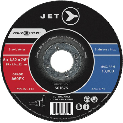 Meule &agrave; tronçonner Power-Xtreme A60PX, 6" x 3/64", Arbre de 7/8", Type 27, 10 200 Tr/min Sécurité Médic