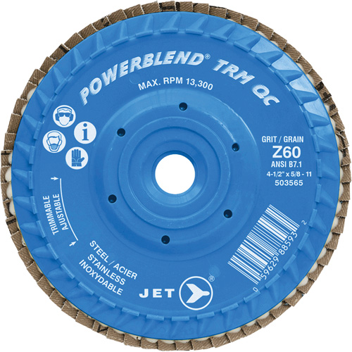 PowerBlend TRM QC Trimmable Flap Disc, 5" x 5/8"-11, Type 27, Z60 Grit, Zirconia Alumina Sécurité Médic