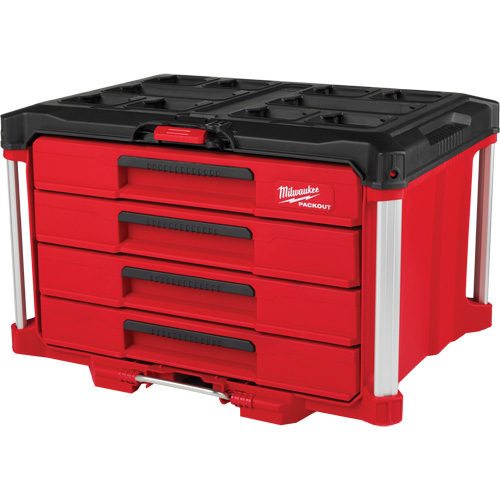 Boîte &agrave; outils avec 4 tiroirs PackOut, 16-3/10" x 22-1/5" x 14-3/10", Rouge Sécurité Médic