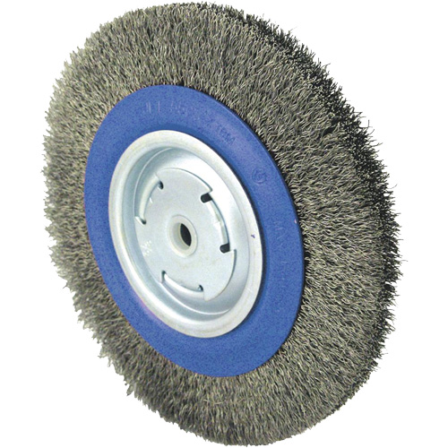 Brosse rotative &agrave; fil torsad&eacute;, 8" dia., Fils 0,014", Arbre 1/2" - 5/8" - 2 Sécurité Médic
