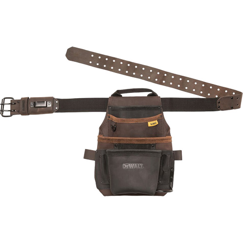 Tool Pouch & Belt, Multiple Tool Holder, Leather, 12 Pockets Sécurité Médic