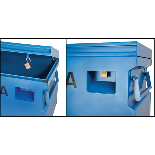 Coffre &agrave; outils de chantier, 60" x 24" x 27-1/2", Acier, Bleu Sécurité Médic