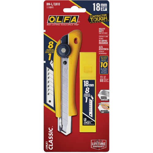 Heavy-Duty Utility Knife with Replacement Blades, 18 mm, Stainless Steel Blade Sécurité Médic