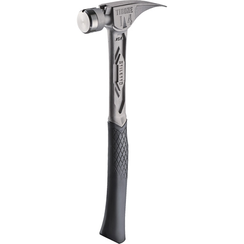 Marteau de charpente en titane lisse TIBONE, 14 oz, Prise en Acier plein, 15-1/4" lo Sécurité Médic