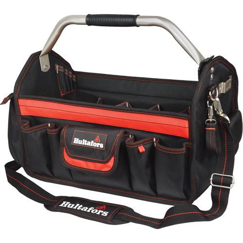 18" Open-Top Tool Carrier, Ballistic Polyester, Black/Red Sécurité Médic
