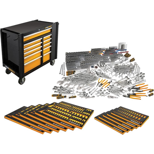 Ensemble d'outils manuels pour maître m&eacute;canicien & poste de travail mobile, 614 morceaux Sécurité Médic