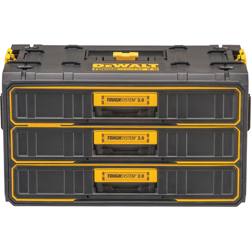 Unit&eacute; &agrave; trois tiroirs ToughSystem 2.0, 21-4/5" x 12-3/10" x 12-3/5", Noir/Jaune Sécurité Médic