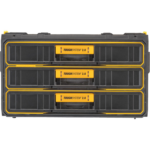 Unit&eacute; &agrave; trois tiroirs ToughSystem 2.0, 21-4/5" x 12-3/10" x 12-3/5", Noir/Jaune Sécurité Médic