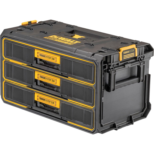 Unit&eacute; &agrave; trois tiroirs ToughSystem 2.0, 21-4/5" x 12-3/10" x 12-3/5", Noir/Jaune Sécurité Médic