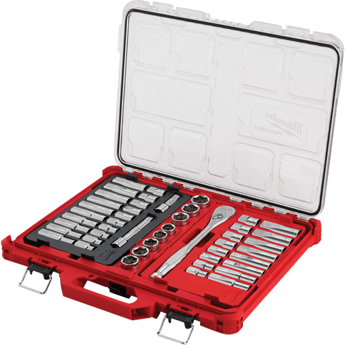 Ratchet & Socket Set with PACKOUT Low-Profile Organizer, 47 Pcs, 1/2" Drive Size, Deep Sécurité Médic