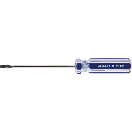 Blue Transparent Striped Slotted Screwdriver, 1/8" Tip, Round, Plastic Handle Sécurité Médic