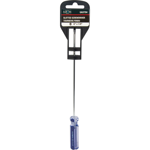 Blue Transparent Striped Slotted Screwdriver, 1/8" Tip, Round, Plastic Handle Sécurité Médic