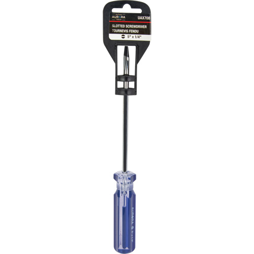 Blue Transparent Striped Slotted Screwdriver, 1/4" Tip, Round, Plastic Handle Sécurité Médic