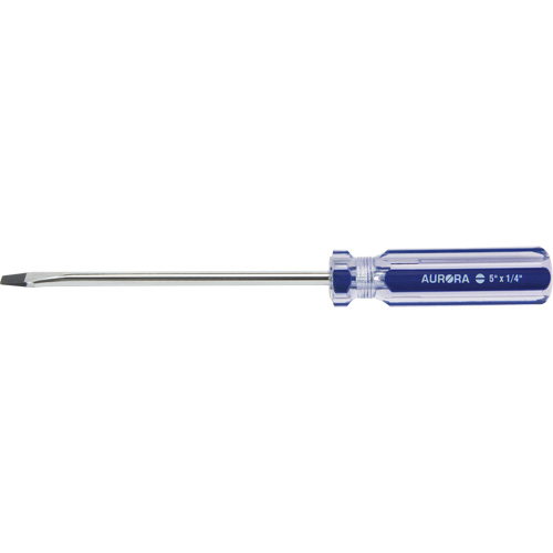 Blue Transparent Striped Slotted Screwdriver, 1/4" Tip, Round, Plastic Handle Sécurité Médic