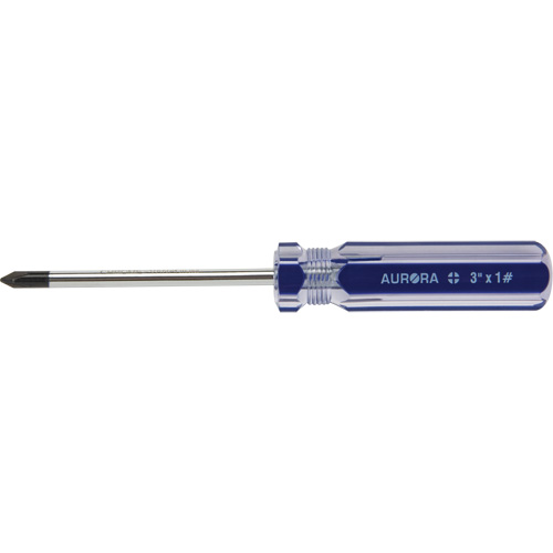 Tournevis Philips bleu transparent avec bandes, #1, Prise Plastique Sécurité Médic