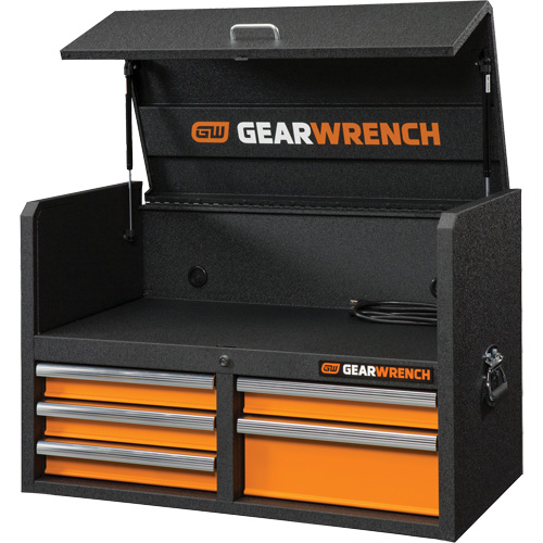 GSX Series Tool Chest, 36" W, 5 Drawers, Black/Orange Sécurité Médic