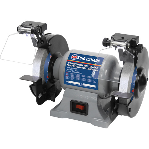 Bench Grinder with LED Lights, 6" Wheel Diameter, 3450 RPM Sécurité Médic