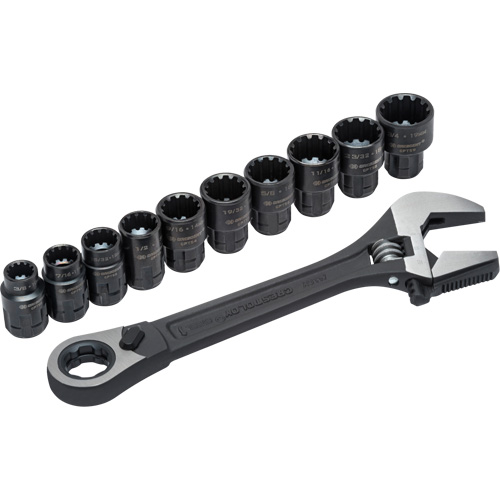 Ensemble de cannelure & cl&eacute; ajustable Pass-Thru X6 11 mcx, 13" lo, la max. 2-27/50", Phosphate noir Sécurité Médic