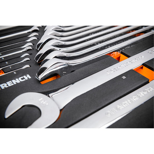 12-Point Long Pattern Combination Metric Wrench Set in Foam Storage Tray, Open-Ended, 24 Pieces, Metric Sécurité Médic