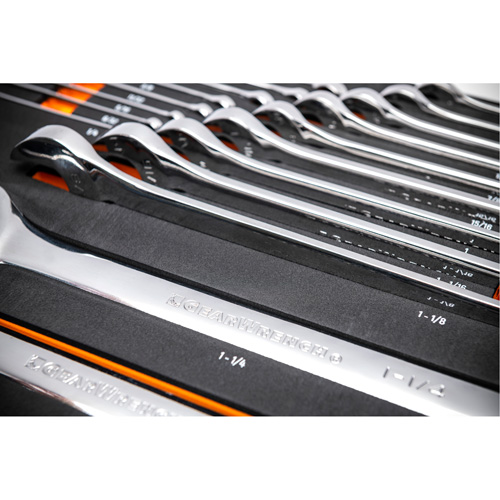 12-Point Long Pattern Combination SAE Wrench Set in Foam Storage Tray, Open-Ended, 19 Pieces, Imperial Sécurité Médic