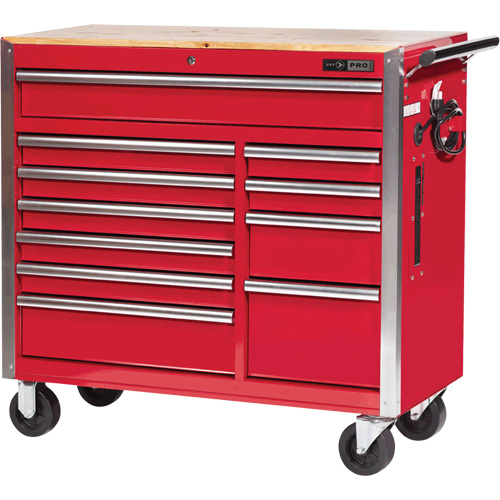 PRC4211 Pro Series Roller Cabinet, 11 Drawers, 42" W x 18" D x Red Sécurité Médic