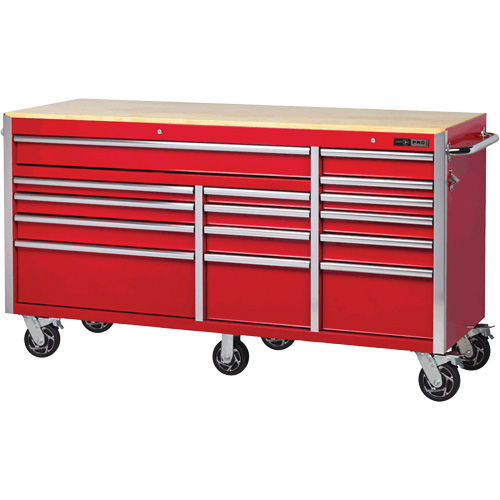 PRC7215 Armoire roulante de s&eacute;rie Pro, 15 tiroirs, 72" la x 24" p x Rouge Sécurité Médic