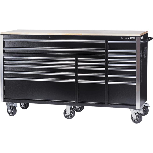 HDRC7220 HD Series Roller Cabinet, 20 Drawers, 72" W x 24" D x 42-3/10" H, Black Sécurité Médic