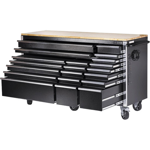 HDRC7220 HD Series Roller Cabinet, 20 Drawers, 72" W x 24" D x 42-3/10" H, Black Sécurité Médic