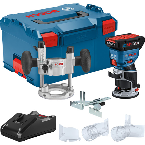 Brushless Colt Palm Router Kit with CORE18V&reg; 4 Ah Advanced Power Battery & Plunge Base Sécurité Médic