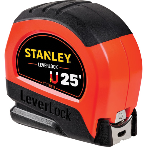 High-Visibility Magnetic LEVERLOCK&reg; Tape Measure, 25', Imperial Graduations Sécurité Médic