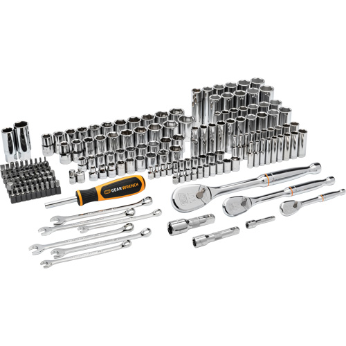 Jeu d'outils manuels pour m&eacute;canicien 90T SAE/MM avec prises 1/4", 3/8” & 1/2" Sécurité Médic