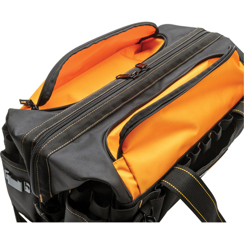 Sac &agrave; outils de 20" pour les professionnels, Nylon, 33 pochettes, Noir/Orange Sécurité Médic