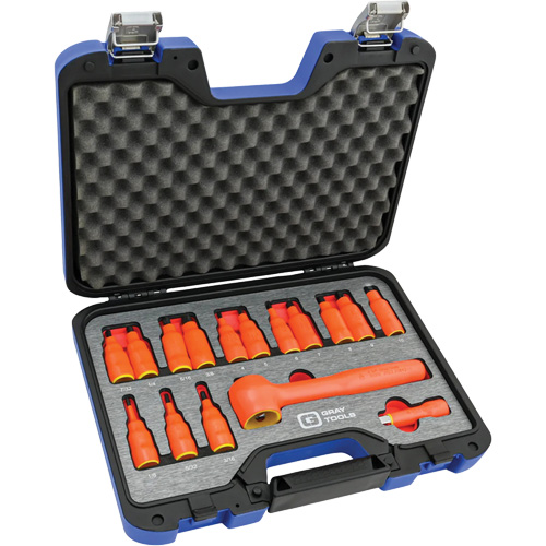 3/8" Drive SAE & Metric Hex Bit Insulated Socket and Attachment Set, 1000 V, 16 Pcs Sécurité Médic