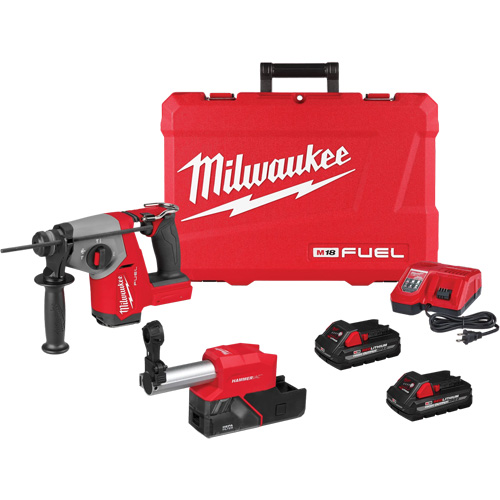 Marteau rotatif FUEL SDS Plus avec ensemble extracteur de poussi&egrave;re, 18 V, 5/8", 1400 tr/min Sécurité Médic