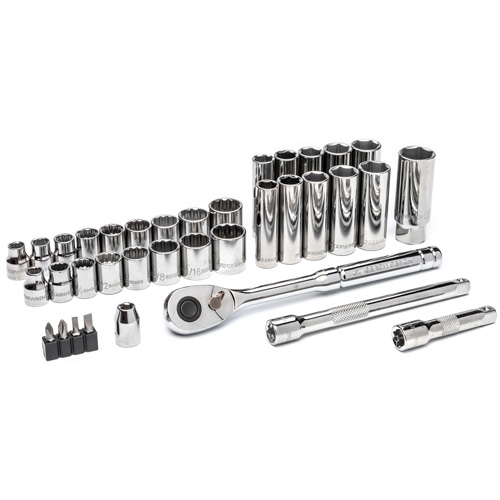 Jeu d'outils pour m&eacute;canicien &agrave; 72 dents, 12 pans et &agrave; prise de 3/8" Sécurité Médic