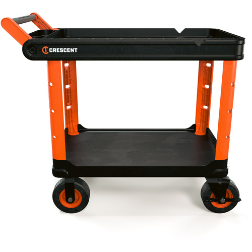 RAILWORKS 2-Shelf Industrial Utility Cart with 8" Casters, 47" L x 24-1/2" W x 37-4/5" H, Black/Orange Sécurité Médic