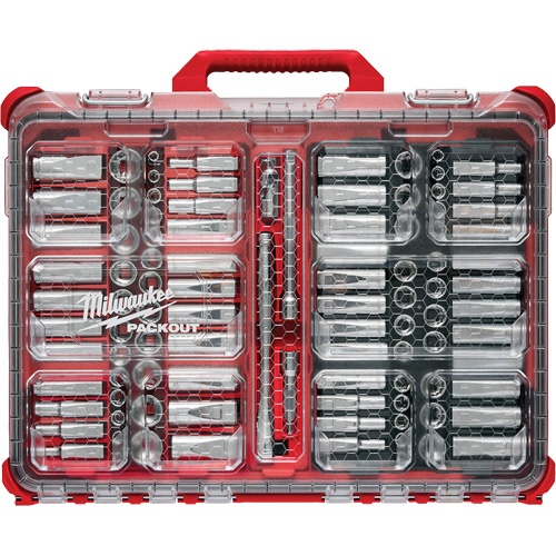 Metric/SAE Ratchet & Socket Set with PACKOUT Low-Profile Organizer, 98 Pcs, 3/8" Drive Size Sécurité Médic