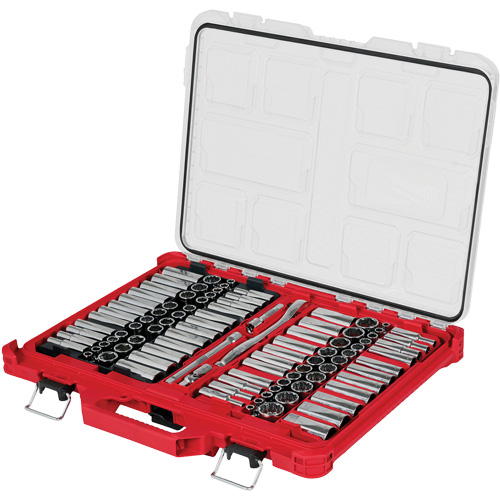 Metric/SAE Ratchet & Socket Set with PACKOUT Low-Profile Organizer, 98 Pcs, 3/8" Drive Size Sécurité Médic