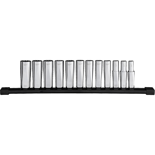 12-Point Deep Well Metric Socket Set, 12 Pcs, 3/8" Drive Size, Deep Sécurité Médic