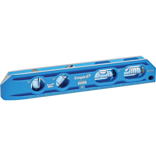 Niveau torpille moul&eacute; sous pression TRUE BLUE, 8" lo, Aluminium, 4 fioles, Magn&eacute;tique Sécurité Médic
