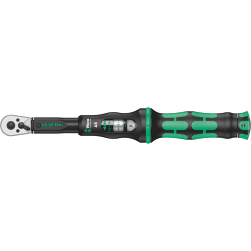 Cl&eacute; dynamom&eacute;trique Click-Torque A 5 avec cliquet r&eacute;versible, &agrave; cliquer, Entraînement 1/4" carr&eacute;, 2.5 - 25 Nm Sécurité Médic