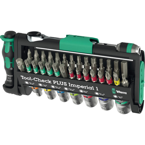 Ensemble d'outils en mesures imp&eacute;riales 1 Tool-Check PLUS, 39 Mcx, Prise de 1/4" Sécurité Médic