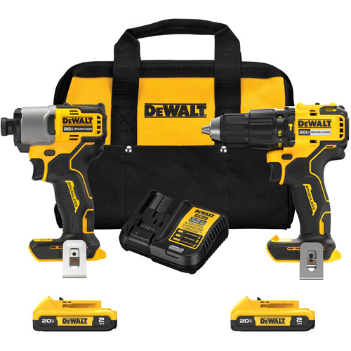Brushless Compact Cordless 1/2" Hammer Drill & 1/4" Impact Driver Kit, Lithium-Ion, 20 V Sécurité Médic