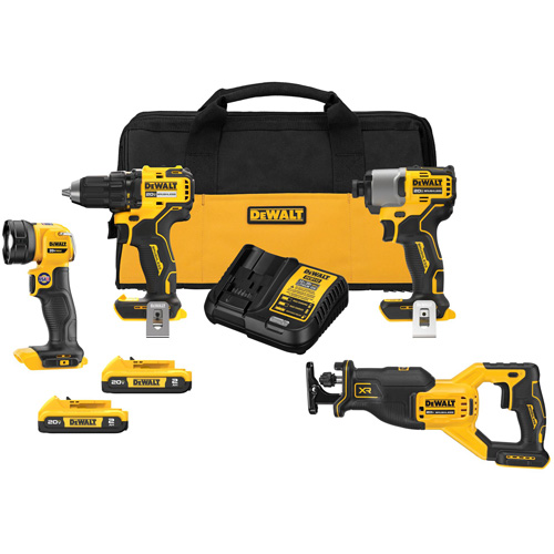 Ensemble de quatre outils combin&eacute;s sans fil et sans balai XR, Lithium-ion, 20 V Sécurité Médic