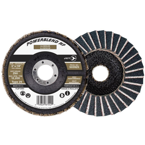 Disque &agrave; lamelles POWERBLEND NF, 5" x 7/8", Type 29, Grain Z60, Alumine de zirconium Sécurité Médic