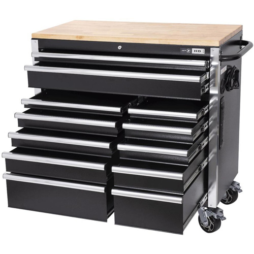 HDRC4112 HD Series Roller Cabinet, 12 Drawers, 41" W x 21" D x 40-3/10" H, Black Sécurité Médic
