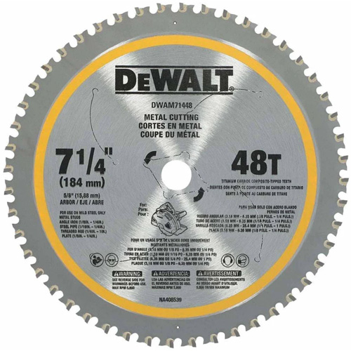 Circular Saw Blade, 7-1/4", 48 Teeth, Metal Use Sécurité Médic