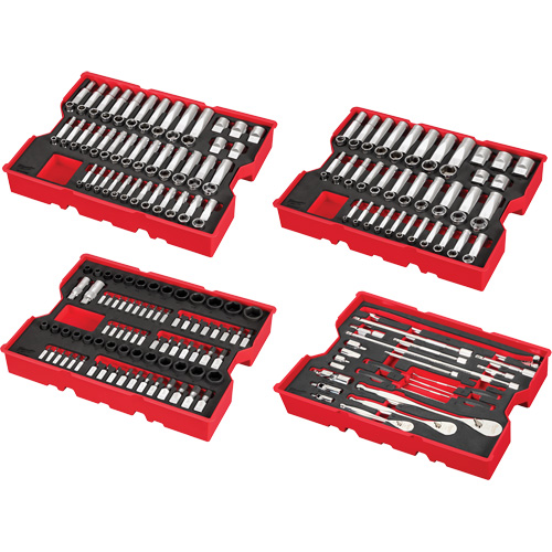 Metric & SAE Ratchet & Socket Set with Trays for PACKOUT Drawers, 242 Pcs, Impact, 1/4"/3/8"/1/2" Drive Size, Deep Sécurité Médic