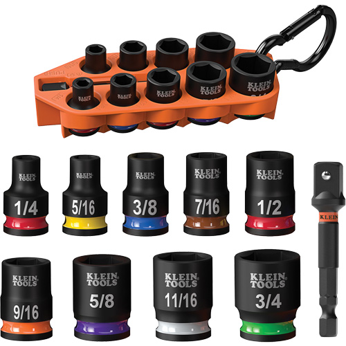 Grab-And-Go Impact Socket Set, SAE, 10 Pcs, Impact, 3/8" Drive Size Sécurité Médic