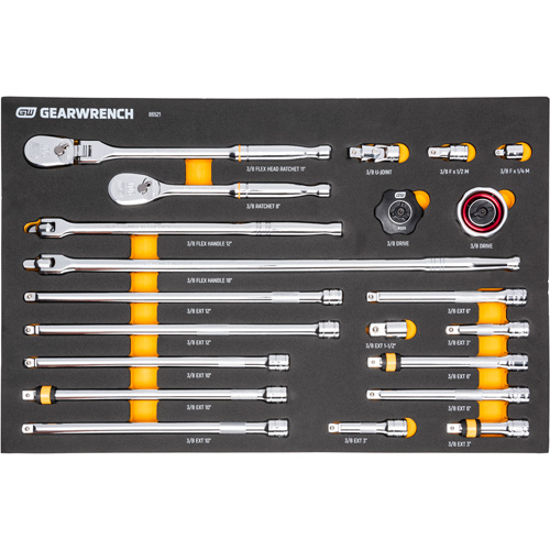 3/8" 90-Tooth Ratchet & Drive Tool Set with Foam Storage Tray Sécurité Médic
